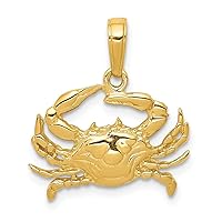 10k Gold Blue Crab Pendant Necklace Measures 20x18.5mm Wide Jewelry Gifts for Women