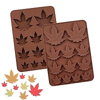 2 PCS Silicone Maple Leaves Mold, 3 Size Fall Fondant Resin Mould Leaf Shape Chocolate Molds for Cake Topper Gumpaste Candy Ice Fall Harvest Thanksgiving Halloween