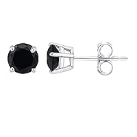 Mother's Day Gift For Her Round Black Diamond Push Back Stud Earrings, Available in 0.25, 0.50, 1.00 & 2.00 Total Diamond Carats (cttw) and in 14K Yellow Gold & White Gold