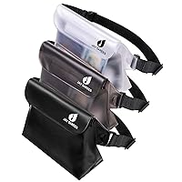 JAY SAREES Waterproof Pouch with Waist Strap 3 Pack, Beach Accessories for Vacation Must-Haves, Waterproof Fanny Pack Women for Swimming Kayaking Boating Snorkeling Travel, Black+Gray+Clear, L