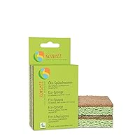 Sonett Eco Washing Up Sponge: Suitable for Sensitive Glasses, Stainless Steel and Surfaces with Lotus Effect, 2 Pack