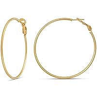 Amazon Essentials Sterling Silver or Gold plated Lightweight Paddle Back Hoop Earrings (previously Amazon Collection)