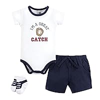 Hudson Baby Unisex Baby Bodysuit, Short and Sock, Great Catch Baseball, 9-12 Months