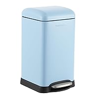happimess HPM1012H Betty Retro Mini 3.2-Gallon Step-Open Trash Can, Fingerprint Resistant, Modern, Minimalistic for Home, Kitchen, Laundry Room, Office, Bedroom, Bathroom, Tide Pool Blue