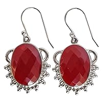 Red Quartz Gemstone 925 Sterling Silver Earrings Gorgeous Designer Jewellery For Girls