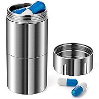  TISKY Keychain Pill Holder Container(2 Pack), Titanium