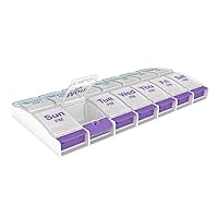 Ezy Dose Push Button (7-Day) Pill, Medicine, Vitamin Organizer Box | Weekly, 2 Times a Day, AM PM | Large Compartments | Arthritis Friendly | Clear Lids, (Pack of 6)