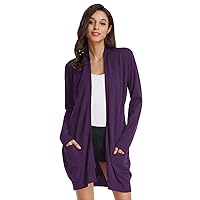 GRACE KARIN Women's Casual Open Front Cardigan Long Knitted Sweaters Shrug with Pockets