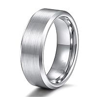 TRUMIUM 4mm 6mm 8mm Tungsten Wedding Band Ring for Men Women Silver Plated Matte Finished Engagement Rings Comfort Fit 4-15