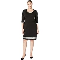 Anne Klein Women's Size Plus Three-Quarter Sleeve Fit and Flare Sweater Dress