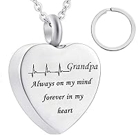 misyou dad and mom Cremation Jewelry Cardiogram urn Necklace for Ashes Always on My Mind Memorial Necklace Ashes Keepsake Pendant (grandpa)