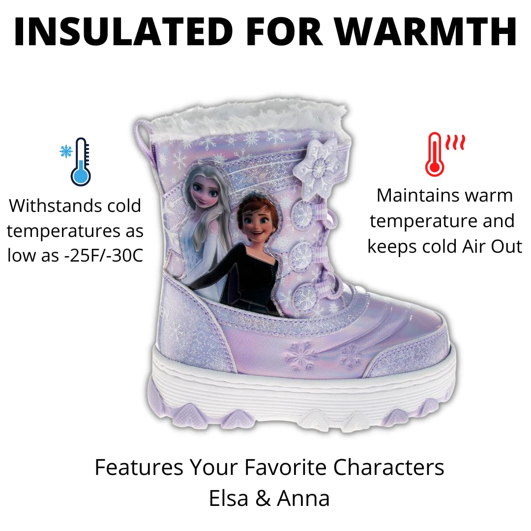 Disney Girls’ Frozen Boots – Elsa and Anna Fur Trim Snow Boots (Toddler/Little Kid)