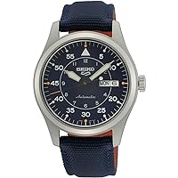 SEIKO SRPH31 Watch for Men - 5 Sports - Automatic with Manual Winding Movement, Blue Dial, Stainless Steel Case, Blue Nylon Strap, 100m Water Resistant, with Day/Date Display