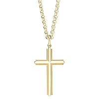 Amazon Essentials Embossed Satin and Polished Cross Pendant Necklace, 24