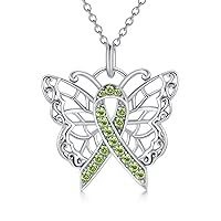AOBOCO Sterling Silver Cancer Awareness Necklace Cancer Survivor Gifts for Women