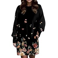 Women's Dresses Fall 2023 Fashionable Ethnic Style Printed Round Neck Loose Fitting Long Sleeved Dress, S-3XL