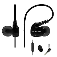 Sport Headphones Wired Sweatproof, Over Ear Earbuds for Running Gym Workout Exercise Jogging, Stereo in Ear Earphones w Mic, Noise Isolating Earhook Ear Buds for Cell Phone MP3 Laptop Black