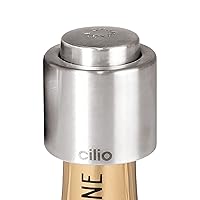 Cilio Stainless Steel Champagne Sealer, Bottle Stopper for Sealing Champagne Bottles Large