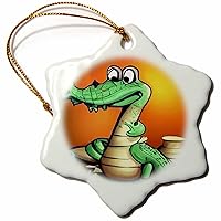 3dRose Cute Funny Alligator Making Pottery with Clay and Throwing Pottery - Ornaments (orn-385321-1)