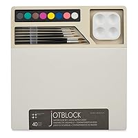Three by Three jOTBLOCK Portable Watercolor Artistry Essentials Set: Quality Paper, Vibrant Watercolor Cakes, Brushes, and Palette (40 Sheets)