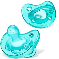 Chicco PhysioForma 100% Soft Silicone One Piece Pacifier for Babies 6-16 Months, Teal, Orthodontic Nipple, BPA-Free, 2-Count in Sterilizing Case
