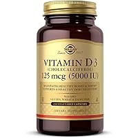 Vitamin D3 (Cholecalciferol) 125 mcg (5000 IU), 240 Vegetable Capsules - Helps Maintain Healthy Bones & Teeth - Immune System Support - Non-GMO, Gluten Free, Dairy Free, Kosher - 240 Servings