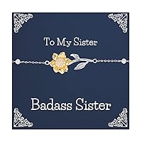 Sarcasm Sister Sunflower Bracelet, Badass Sister, Gag Gifts for Big Sister from Sister, Birthday Unique Gifts