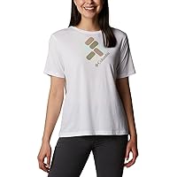 Columbia Women's Bluebird Day Relaxed Crew Neck, White/CSC Gem Confetti, X-Large