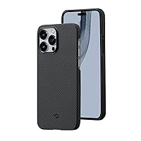 pitaka Case for iPhone 14 Pro Compatible with MagSafe, Slim & Light iPhone 14 Pro Case 6.1-inch with a Case-Less Touch Feeling, 600D Aramid Fiber Made [MagEZ Case 3 - Black/Grey(Twill)]