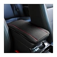 8sanlione Car Armrest Storage Box Mat, Fiber Leather Car Center Console Cover, Car Armrest Seat Box Cover Accessories Interior Protection for Most Vehicle, SUV, Truck, Car (Black/Red)