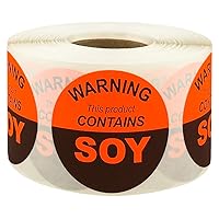 Warning This Product Contains Soy Labels 1.5 Inch 500 Total Stickers