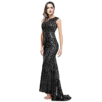Women's Mermaid Sequin Prom Dresses Open Back Formal Evening Gowns J201