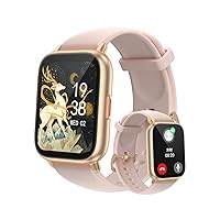 RUIMEN Smart Watch with Call Function, Women's, Smart Watch, iPhone and Android Compatible, Pedometer, Wristwatch, Incoming Call Notifications, Sleep Management, Flashlight, Weather Forecast, Music