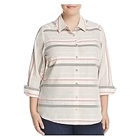 Foxcroft Womens 3/4 Sleeve Button Up Top