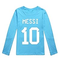 Boys Girls Fall Soccer Stars Graphic Casual Loose Fit Tops Messi Long Sleeve Comfy Blouse Pullover for 2-16 Years
