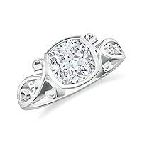 Lab Created Moissanite Cushion Solitaire Ring for Women Girls in Sterling Silver / 14K Solid Gold/Platinum