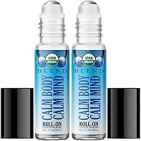 Healing Solutions HSO - Organic Calm Blend Essential Oil Roll On (2 Pack) USDA Certified Perfume, Sleep, Massage, Aromatherapy