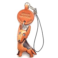 German Shepherd Leather Dog mobile/Cellphone Charm VANCA CRAFT-Collectible Cute Mascot Made in Japan