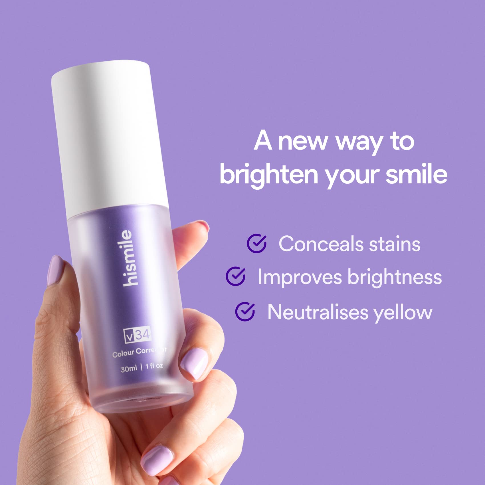 Hismile v34 Colour Corrector, Tooth Stain Removal, Teeth Whitening Booster, Purple Toothpaste, Colour Correcting, Hismile V34, Hismile Colour Corrector, Tooth Colour Corrector