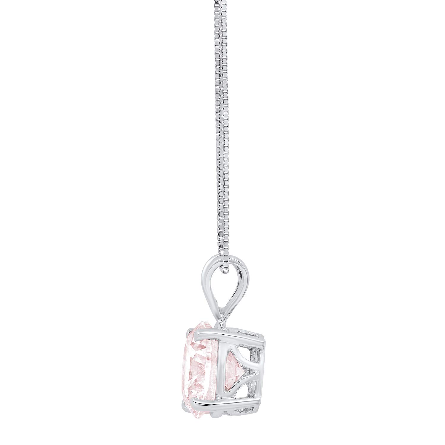 3.0 ct Brilliant Round Cut Stunning Genuine Pink Simulated Diamond CZ Ideal VVS1 D Solitaire Pendant Necklace With 18