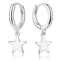 Silver Star Earrings for Women Star Hoop Earrings Cross Heart Spike Star Lightning Earrings Small Hoop Hypoallergenic Star Jewelry for Women Girls Gifts