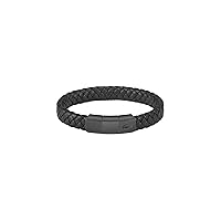 Lacoste Men's Rokel Jewelry Braided Leather Bracelet, Adjustable, Magnetic Metal Closure, Day to Night Look