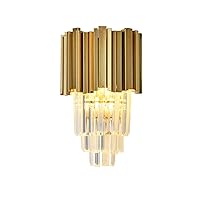 Northern Europe Mini Crystal Wall Sconces E14 Bedside Wall Lamp Modern Wall Light Lighting Light Fixture for Bedroom Hallway Living Room-Electroplating Gold 23x35cm