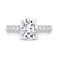 Riya Gems 2.80 CT Oval Cut Colorless Moissanite Engagement Ring Wedding, Diamond Ring, Anniversary Solitaire Halo Accented Promise Vintage Antique Gold Silver Rings Perfact for Gift