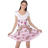 CowCow Women's Fashion Happy Valentines Day Love Cupid Pattern Short Sleeve Dress, XS-5XL