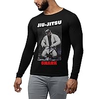 Jiu-Jitsu Shark Long Sleeve Shirt 柔術, Hand Painted BJJ Fighter Artwork Printed Tee