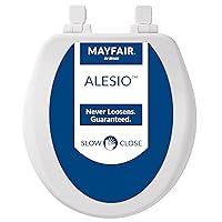 MAYFAIR 864SLOWB 000 Alesio II Toilet Seat will Slow Close, Never Loosen and Provide the Perfect Fit, ROUND, Highly Stylized Durable Enameled Wood, White