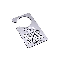 Baby Sleeping, Do Not Disturb Sign, Door Hanger - Engraved in Wood Sapele or Plywood/or a Silver Metallic Acrylic (Silver Acrylic)