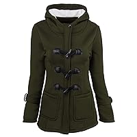 Womens Winter Coats with Hood Warm Sherpa Lined Parkas Thickened Thermal Jacket Button Zipper Windproof Outerwear