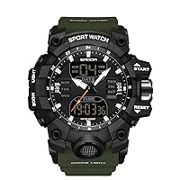 KXAITO Men's Analogue Sports Watch, Military Watch, Outdoor LED Stopwatch, Digital Electronic, Large Dual Display, Waterproof, Tactical Army Wrist Watches for Men 6126